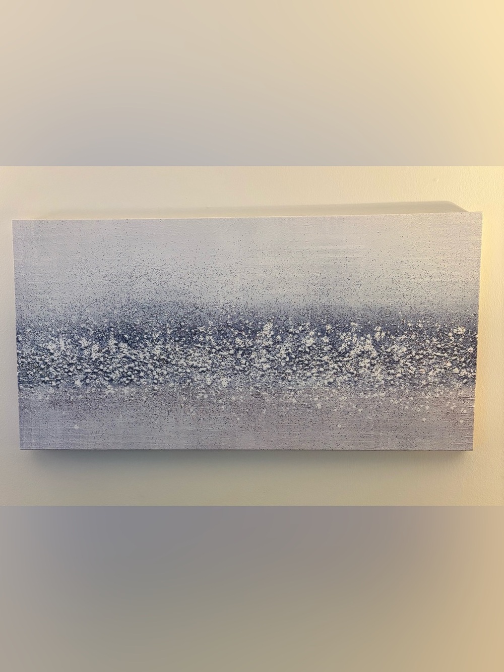 Abstract Textured Canvas Wall Art in Blue, tan and White